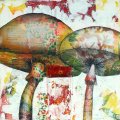 Mushroom 3, technique mixte sur toile 20x20cm, disponible Galerie Art Up Deco Paris