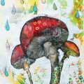 Mushroom 2, technique mixte sur toile 20x20cm, disponible Galerie Art Up Deco Paris